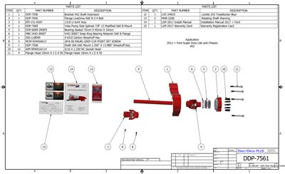 Ford LiveDrive 4X2 PTO Shaft Extension SAE Pump Flange - Parts Illustration