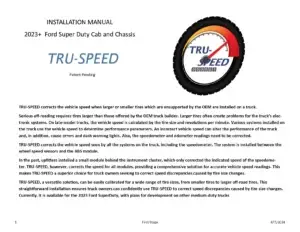 Place holder for the Installation Manual for TRU-SPEED